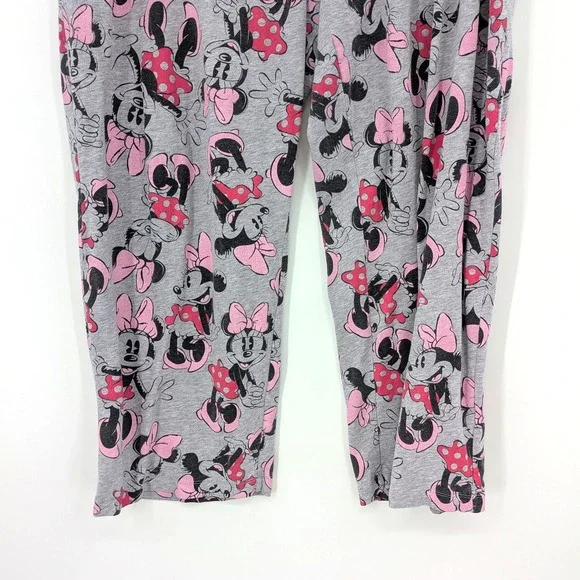 Disney‎ Minnie Mouse Pajama Pants Womens XL Gray Pink Lounge Sleep Y2K Cozy - Picture 6 of 8